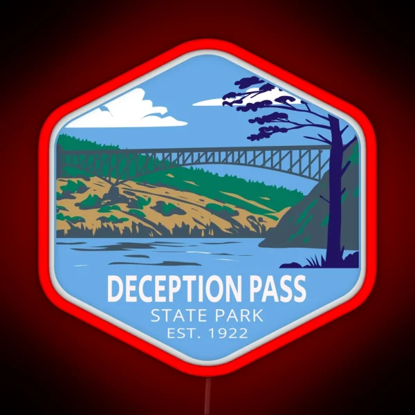 Deception Pass State Park Washington RGB Neon Sign