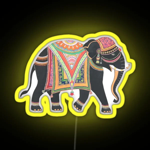 Decorated Elephant RGB Neon Sign