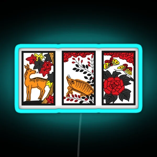 Deer Boar Butterfly Hanafuda Hand Koi Koi RGB Neon Sign