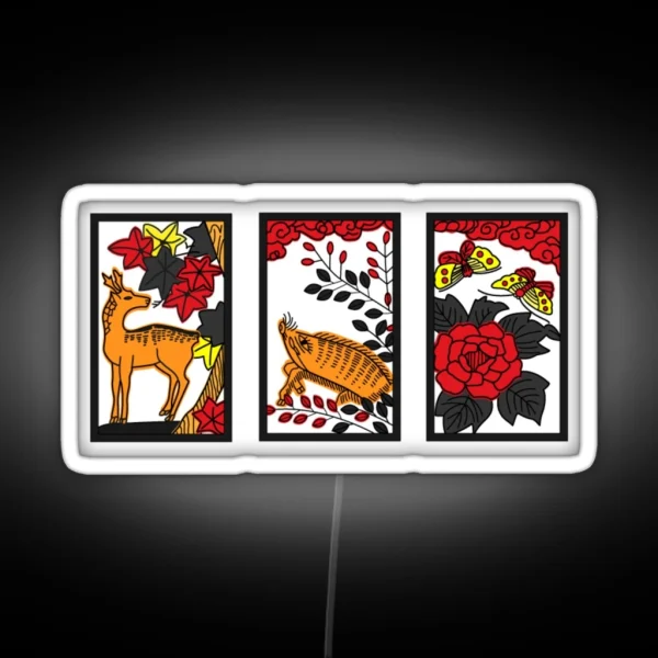 Deer Boar Butterfly Hanafuda Hand Koi Koi RGB Neon Sign