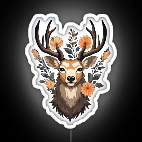 Deer Flowers RGB Neon Sign