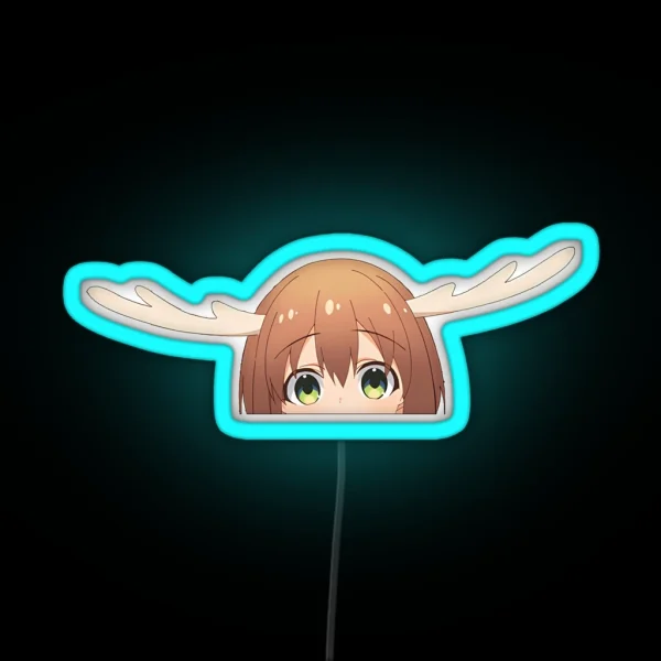 Deer Girl Anime Peeker RGB Neon Sign