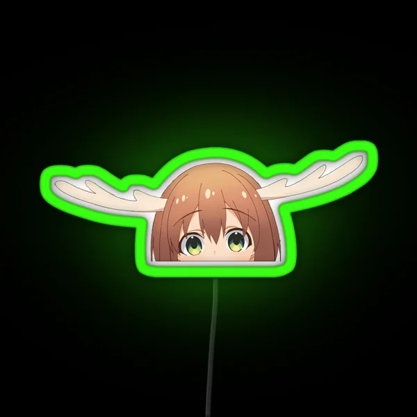 Deer Girl Anime Peeker RGB Neon Sign
