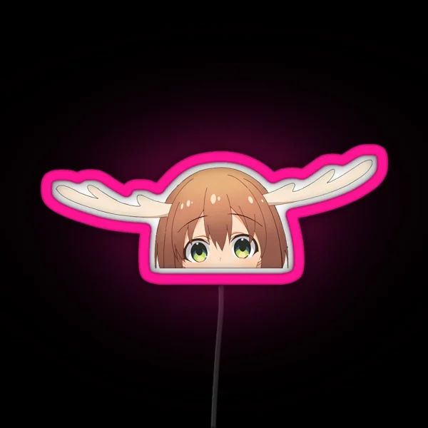 Deer Girl Anime Peeker RGB Neon Sign