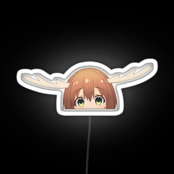 Deer Girl Anime Peeker RGB Neon Sign