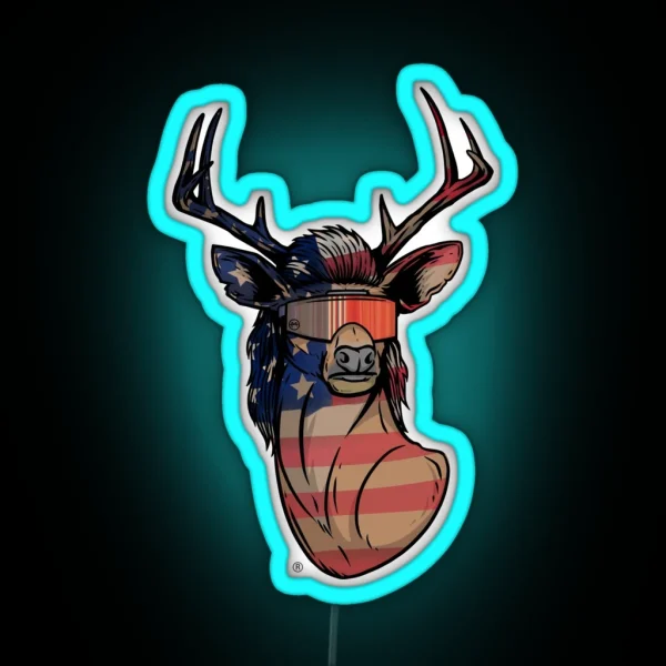 Deer Mullet USA RGB Neon Sign