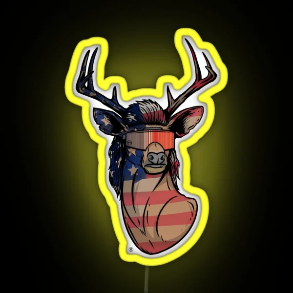 Deer Mullet USA RGB Neon Sign