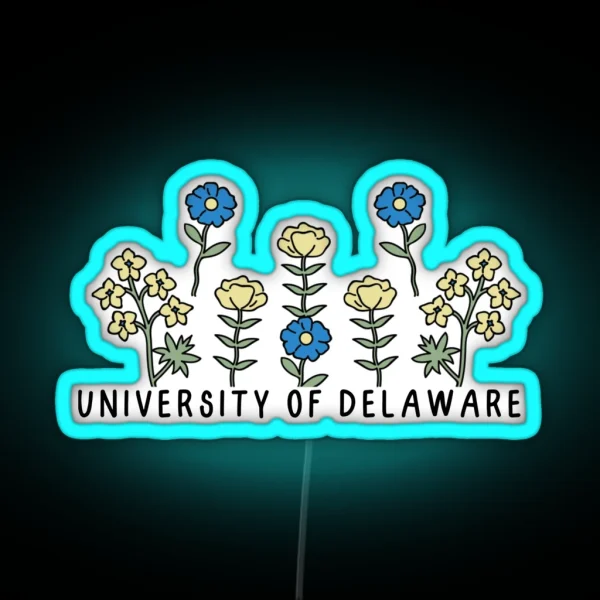 Delaware Garden Of Flowers Blue And Yellow Roll Hens RGB Neon Sign