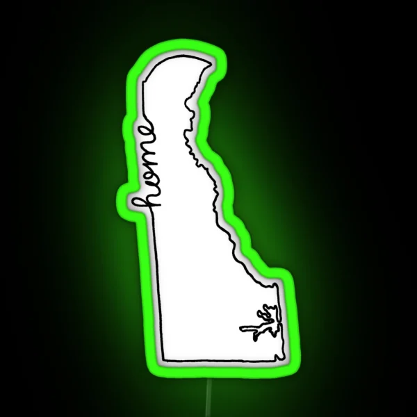 Delaware Home State Outline RGB Neon Sign