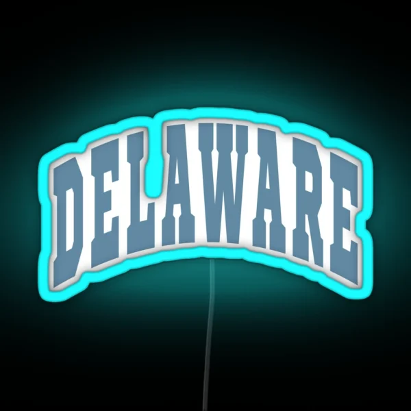 Delaware Varsity Lettering Design RGB Neon Sign