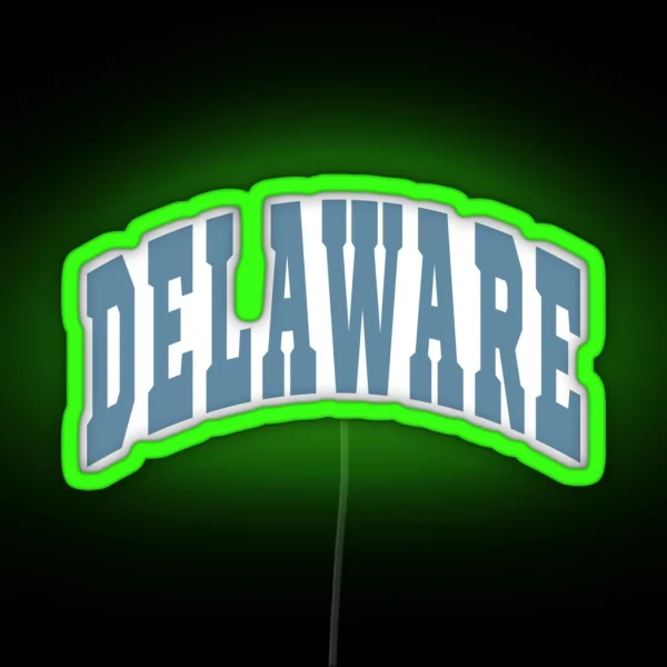 Delaware Varsity Lettering Design RGB Neon Sign