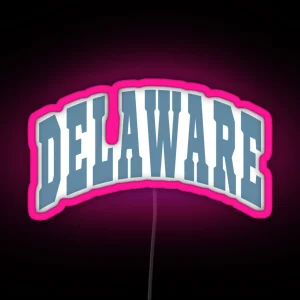 Delaware Varsity Lettering Design RGB Neon Sign