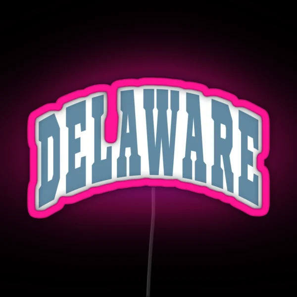 Delaware Varsity Lettering Design RGB Neon Sign