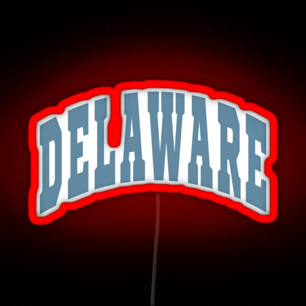 Delaware Varsity Lettering Design RGB Neon Sign