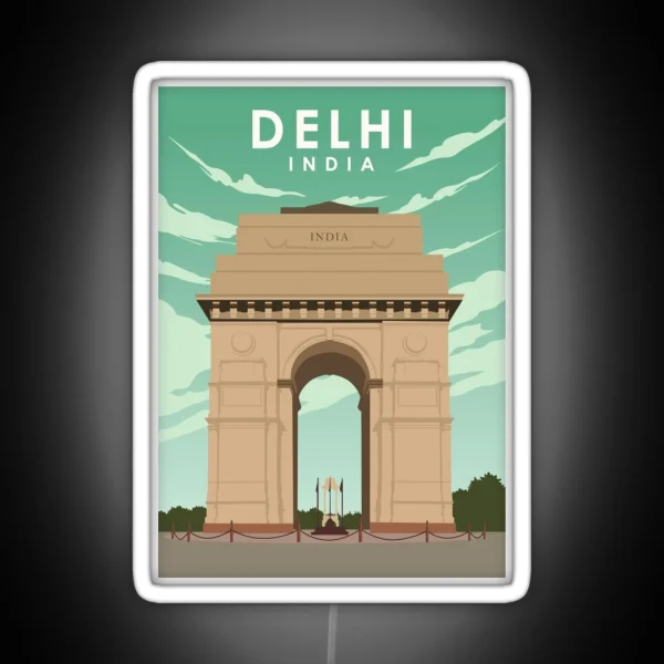 Delhi India Vintage Retro Minimal Travel RGB Neon Sign