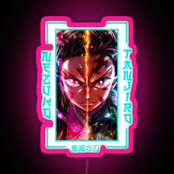 Demon Slayer Nezuko Kamado X Tanjiro Kamado RGB Neon Sign