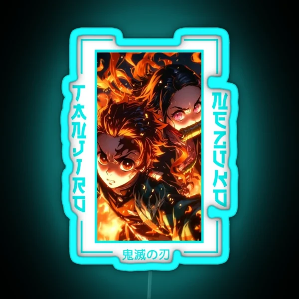 Demon Slayer Nezuko Kamado X Tanjiro Kamado RGB Neon Sign