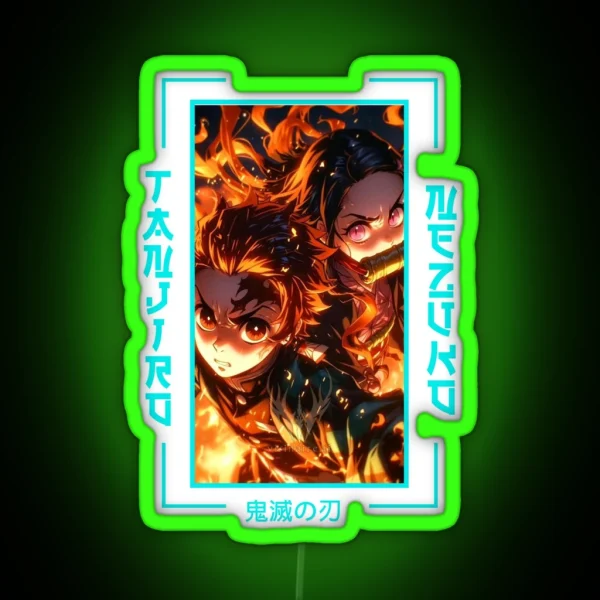Demon Slayer Nezuko Kamado X Tanjiro Kamado RGB Neon Sign