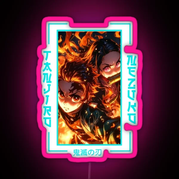 Demon Slayer Nezuko Kamado X Tanjiro Kamado RGB Neon Sign
