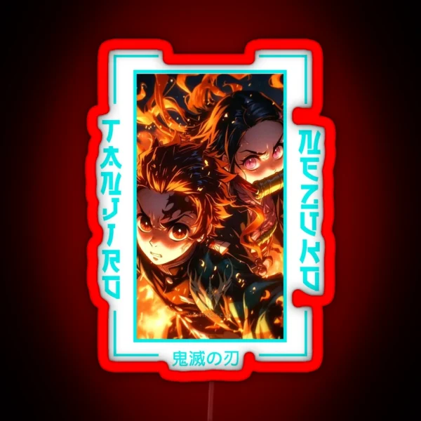 Demon Slayer Nezuko Kamado X Tanjiro Kamado RGB Neon Sign