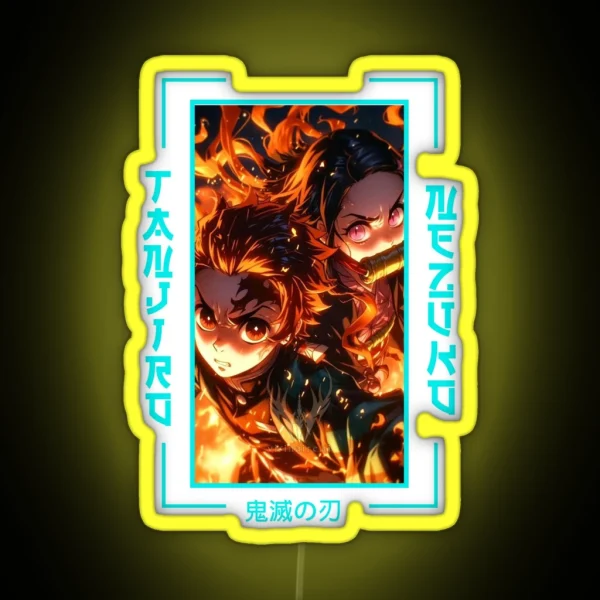 Demon Slayer Nezuko Kamado X Tanjiro Kamado RGB Neon Sign
