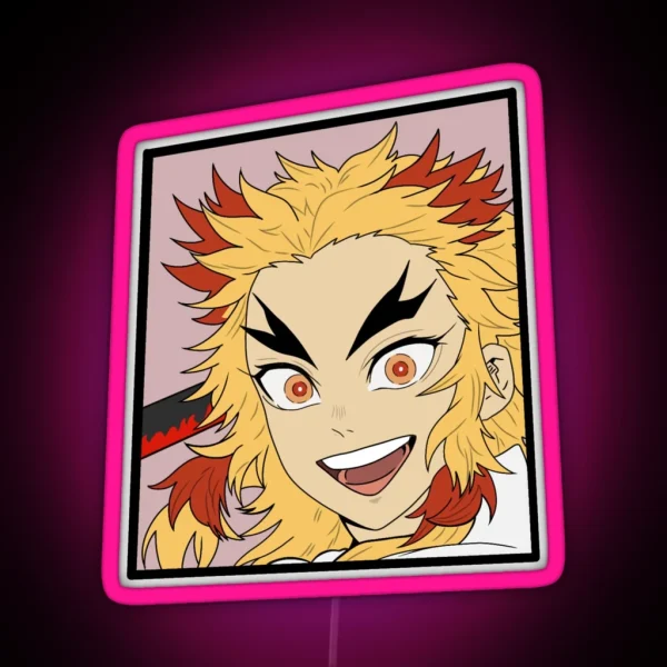 Demon Slayer Rengoku Kyojuro Design RGB Neon Sign