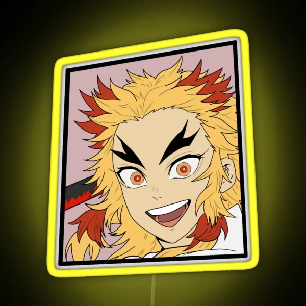 Demon Slayer Rengoku Kyojuro Design RGB Neon Sign