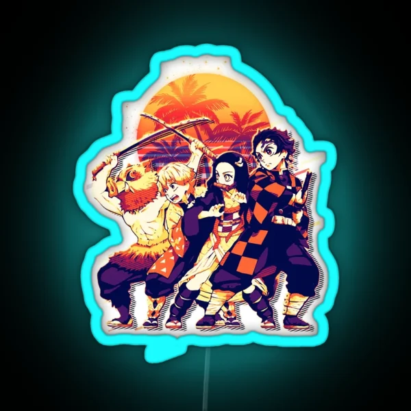 Demon Slayer Retro Art RGB Neon Sign