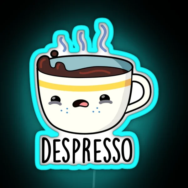 Depresso Funny Sad Espresso Coffee Puns RGB Neon Sign