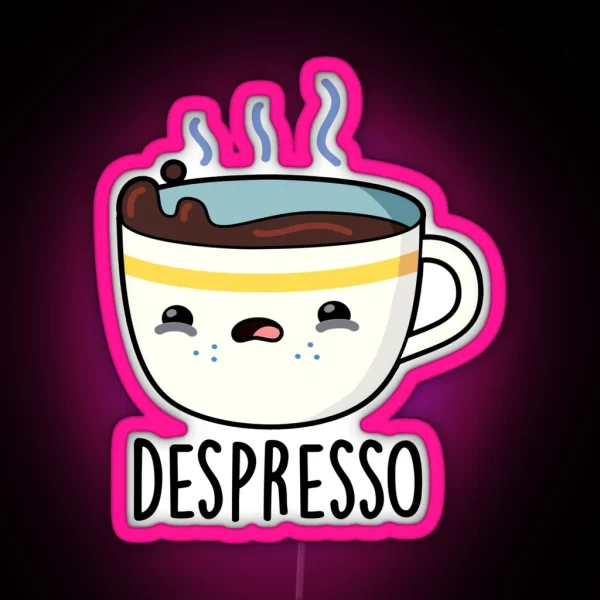 Depresso Funny Sad Espresso Coffee Puns RGB Neon Sign