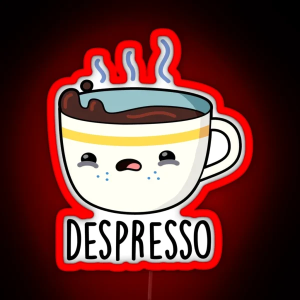 Depresso Funny Sad Espresso Coffee Puns RGB Neon Sign
