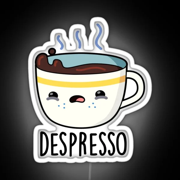 Depresso Funny Sad Espresso Coffee Puns RGB Neon Sign