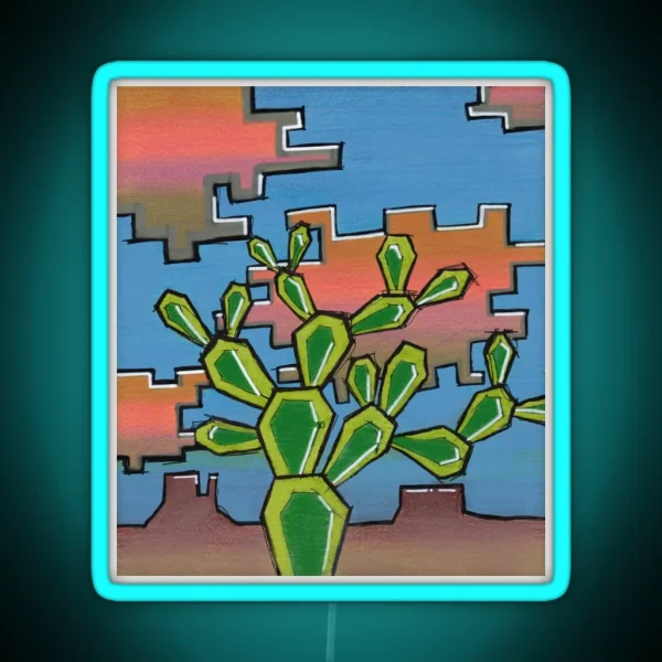 Desert Prickly Pear RGB Neon Sign