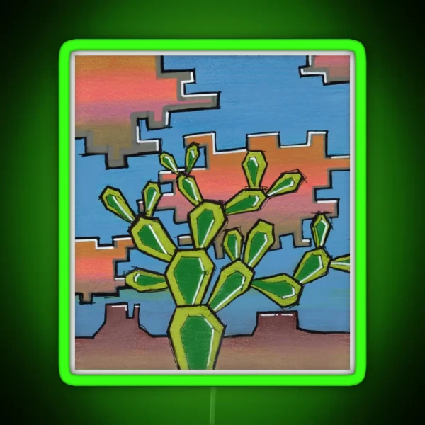 Desert Prickly Pear RGB Neon Sign