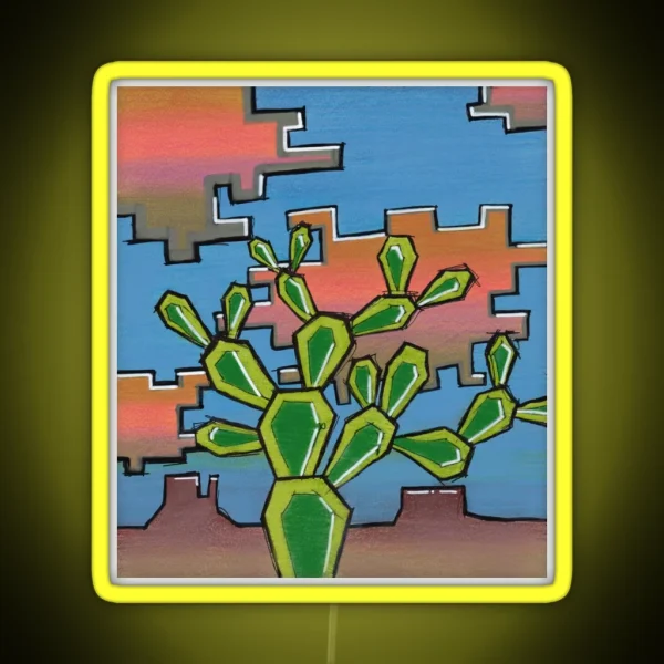 Desert Prickly Pear RGB Neon Sign