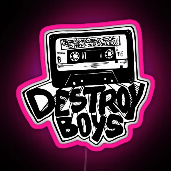 Destroy Boys Cassette Punk Garage Rock Destroy Boys RGB Neon Sign