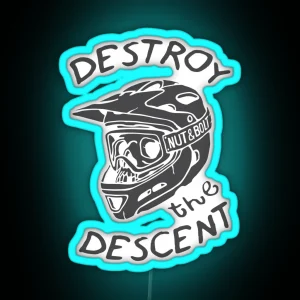 Destroy The Descent Downhill Mountain Biking RGB Neon Sign