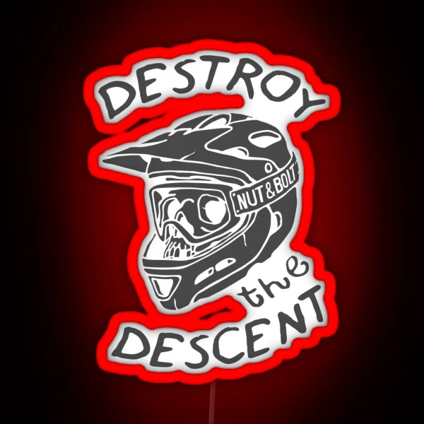 Destroy The Descent Downhill Mountain Biking RGB Neon Sign