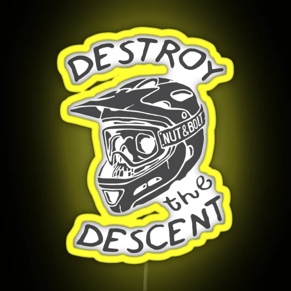 Destroy The Descent Downhill Mountain Biking RGB Neon Sign