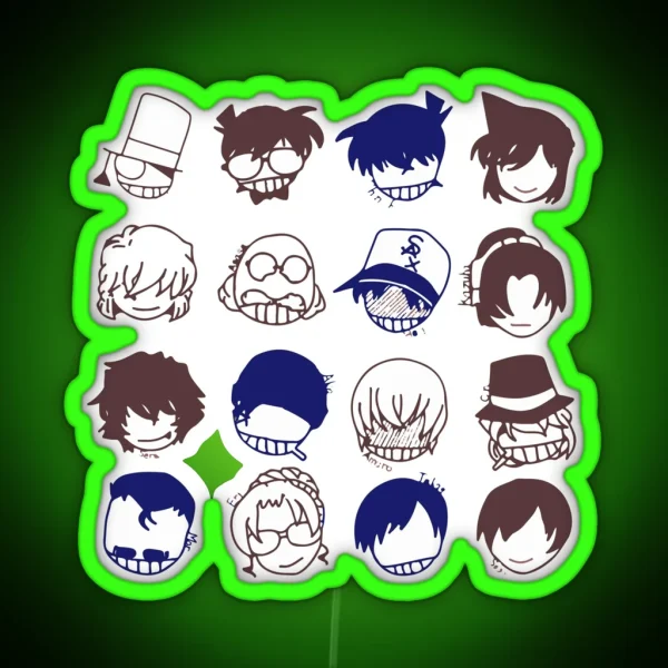 Detective Conan Character Icons RGB Neon Sign