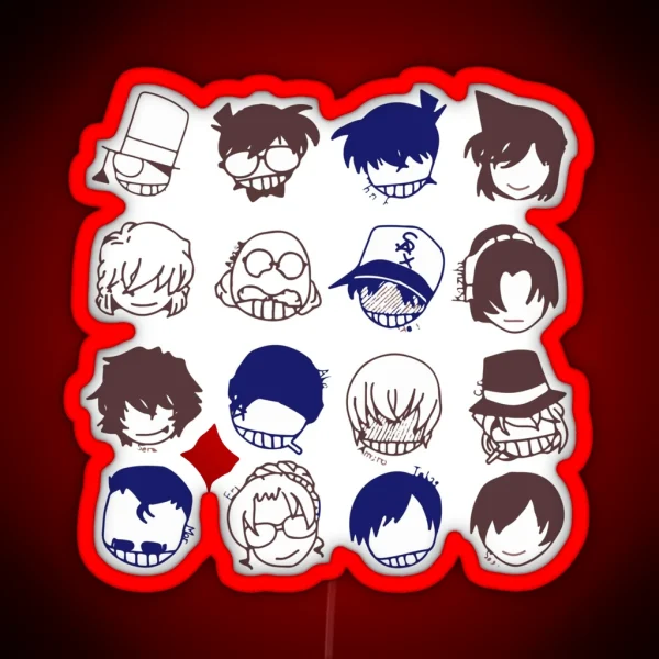 Detective Conan Character Icons RGB Neon Sign