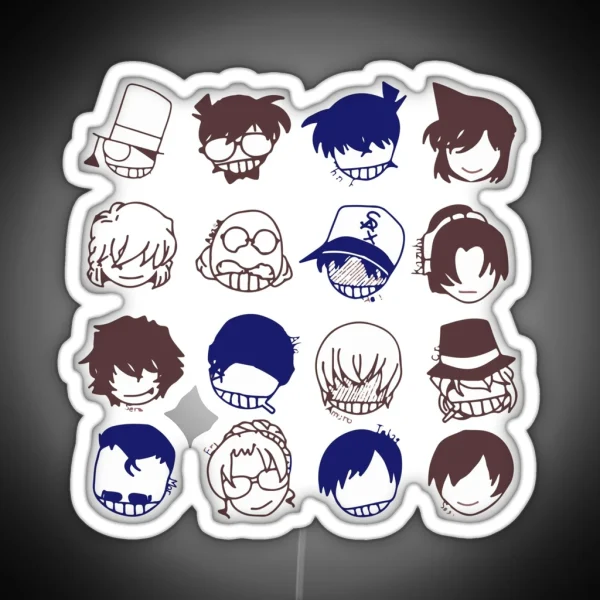 Detective Conan Character Icons RGB Neon Sign