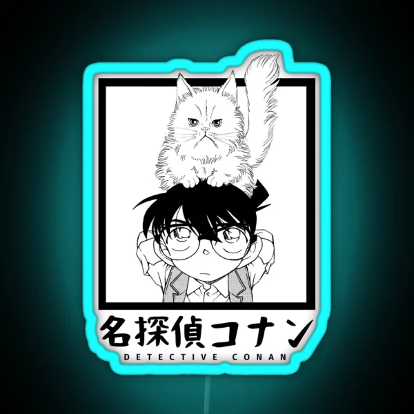 Detective Conan Conan And Cat RGB Neon Sign
