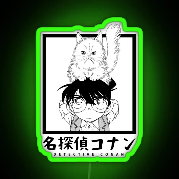 Detective Conan Conan And Cat RGB Neon Sign