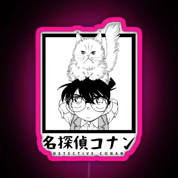 Detective Conan Conan And Cat RGB Neon Sign