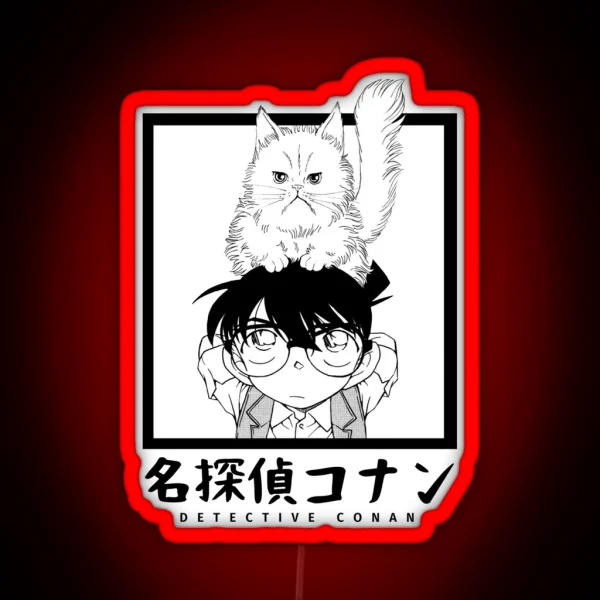 Detective Conan Conan And Cat RGB Neon Sign