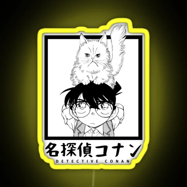 Detective Conan Conan And Cat RGB Neon Sign