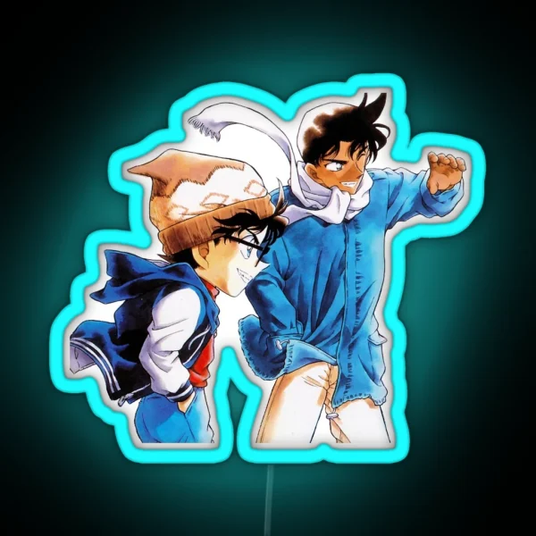 Detective Conan Edit Conan And Heiji RGB Neon Sign