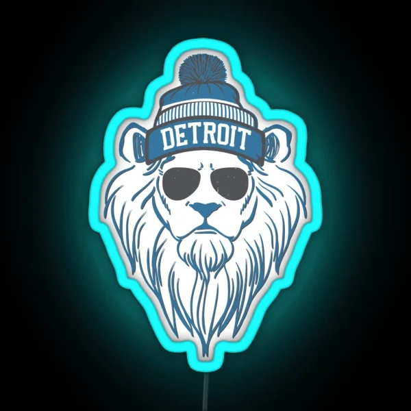 Detroit Football Lion Mascot Sunday Football Tailgate RGB Neon Sign