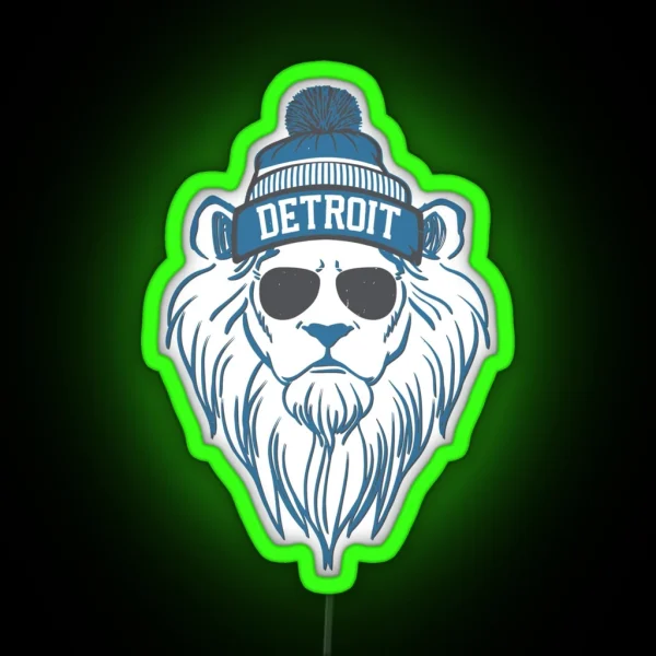 Detroit Football Lion Mascot Sunday Football Tailgate RGB Neon Sign